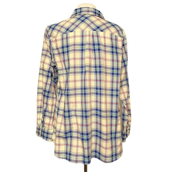 Talbots Plus Classic Cotton Long Sleeve Shirt Sz X Enchanted Blue Plaid NEW - Picture 4 of 6